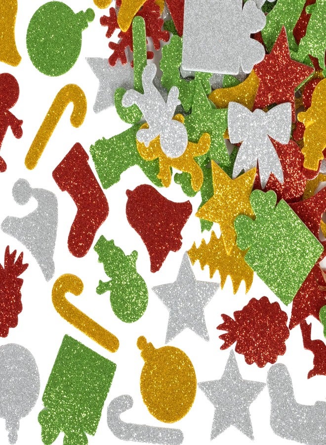 Ready 2 Learn Glitter Foam Stickers | Christmas Shapes | Pack of 168 | Self-Adhesive Stickers for Kids | Perfect for Holiday Crafts and Decorations - Image 1